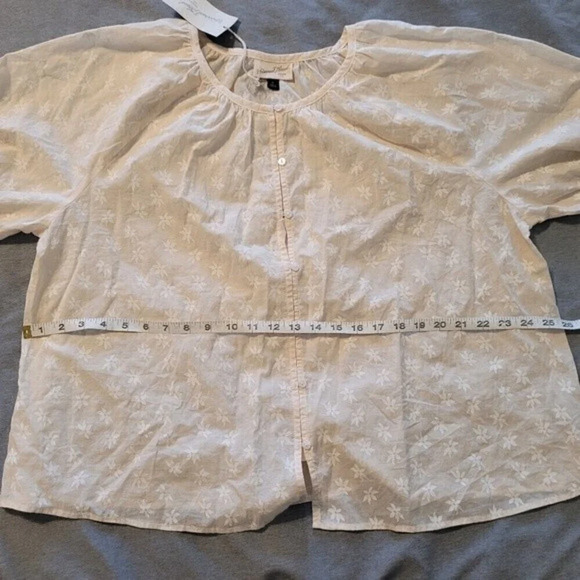 NWT Women's Short Sleeve Button-Front Blouse Relaxed Billowy Euro Summer - Picture 6 of 9
